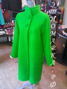 пальто шерстяное валяное зеленое